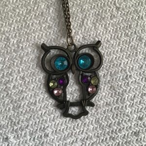 Owl gem pendant necklace
